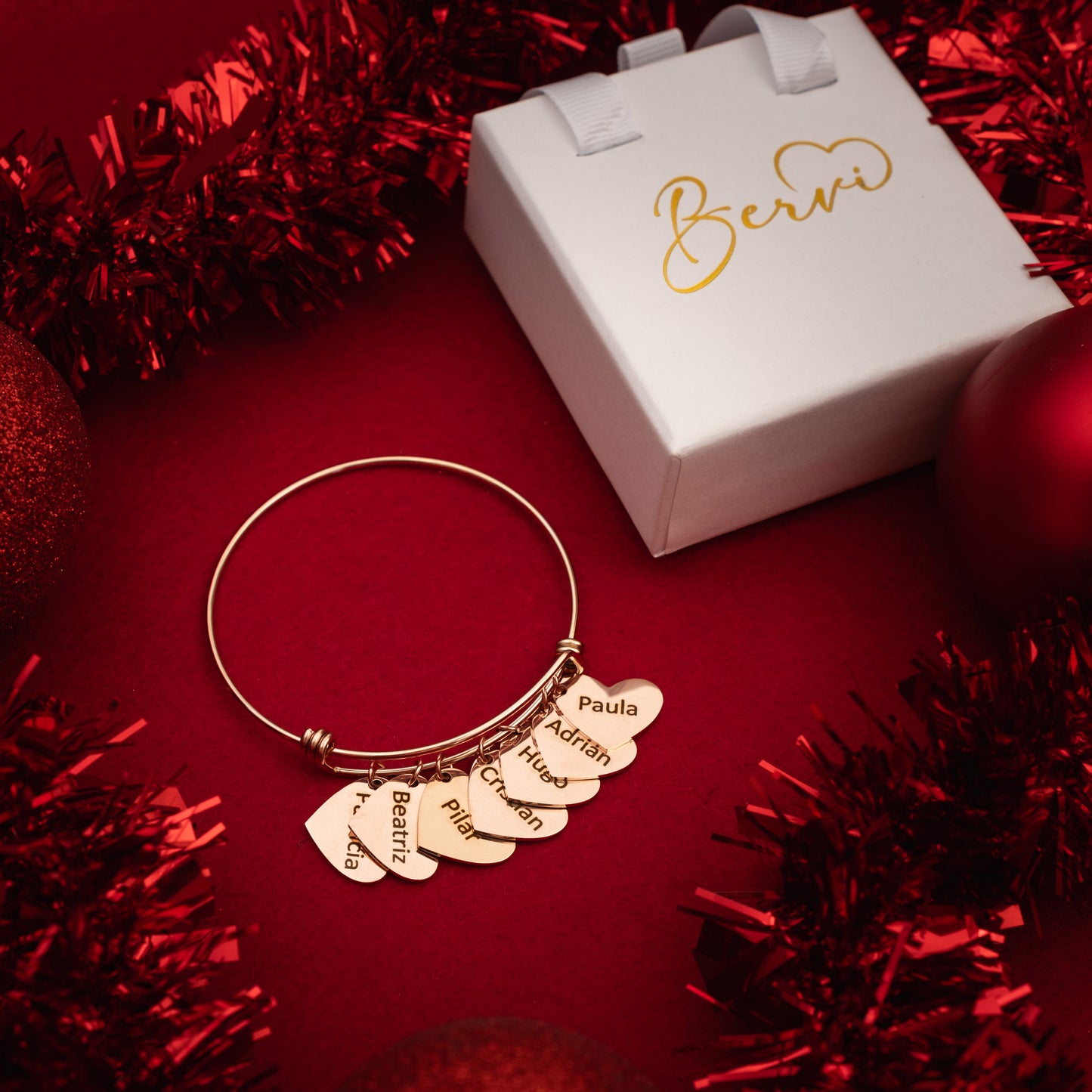 Pulseira Corações Ouro Rosa - Banhado a Ouro 18K