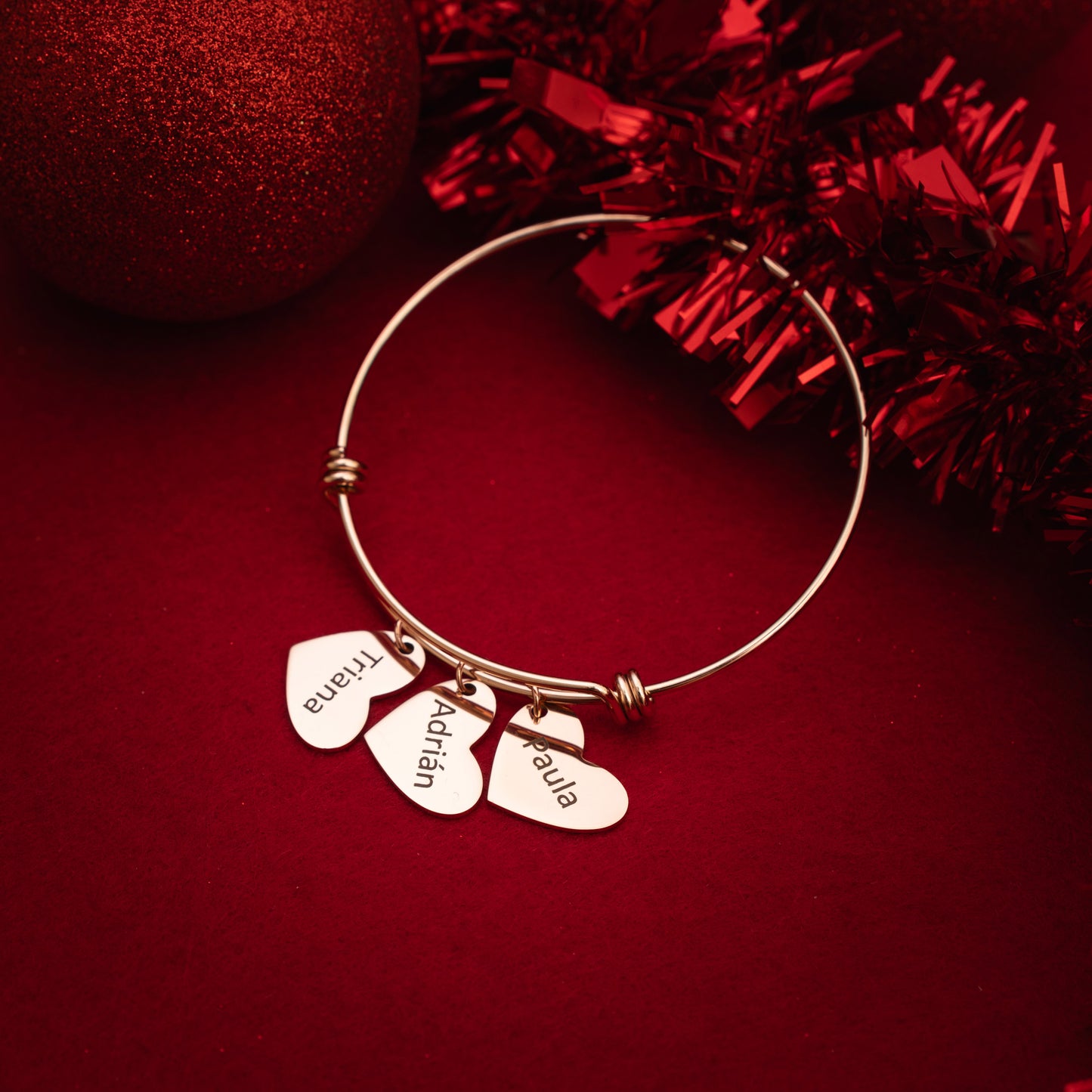 Pulseira Corações Ouro Rosa - Banhado a Ouro 18K