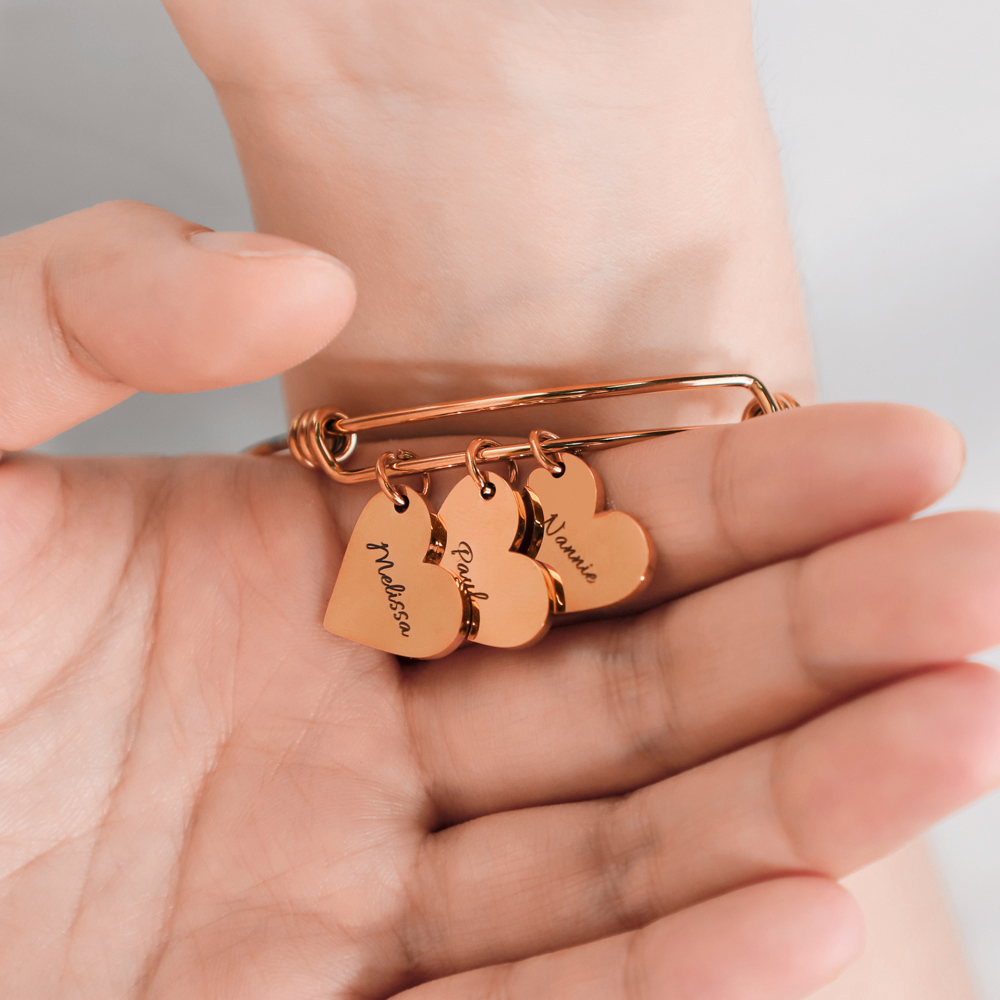 Pulseira Corações Ouro Rosa - Banhado a Ouro 18K