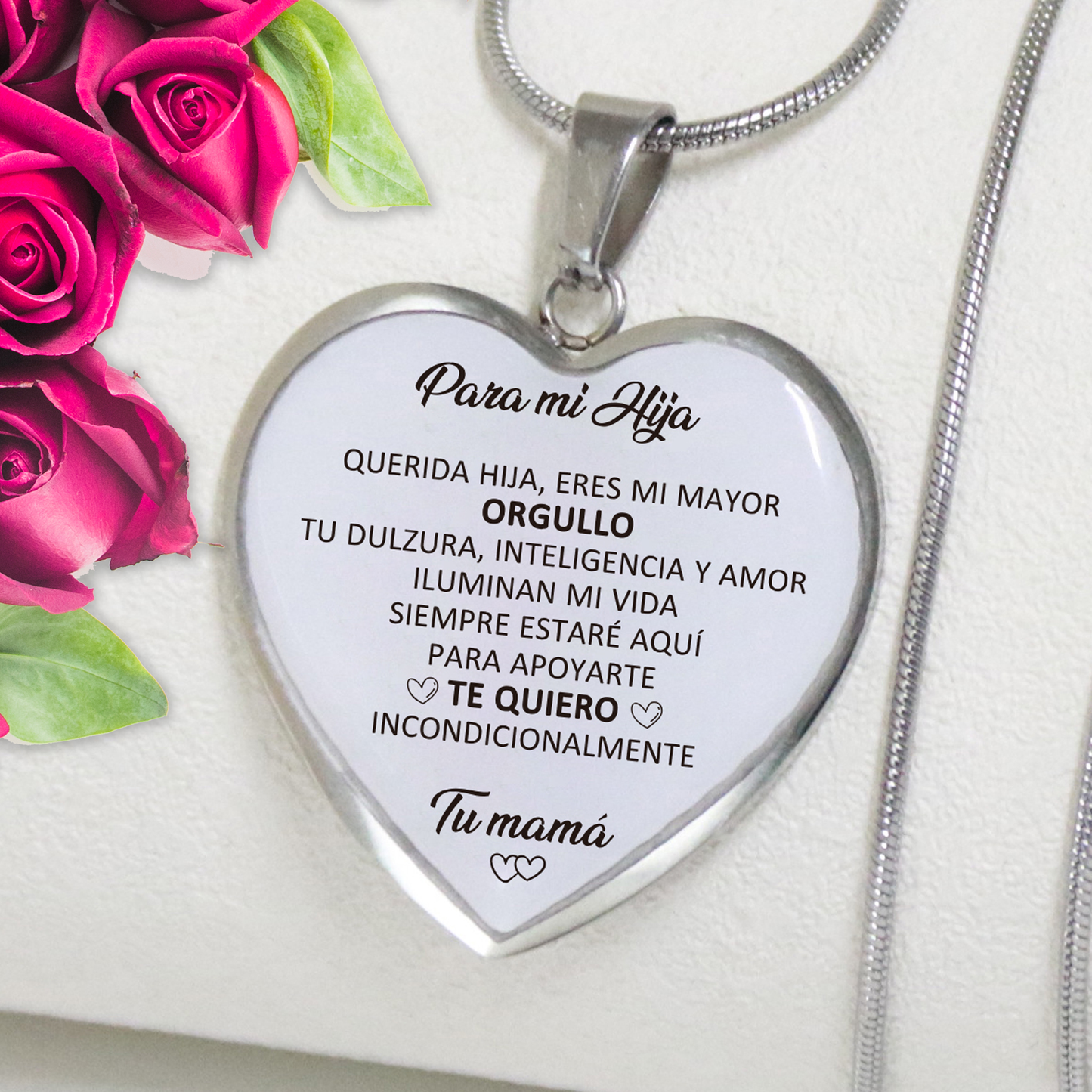 Colar de coração dedicatório para a filha com nome personalizado