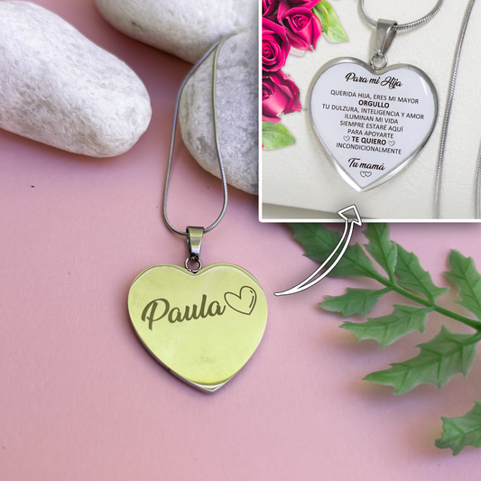 Colar de coração dedicatório para a filha com nome personalizado